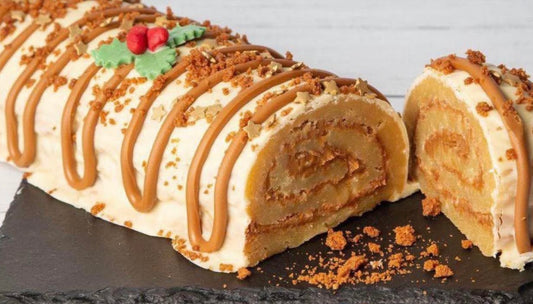 Lotus Blondies yule log slice